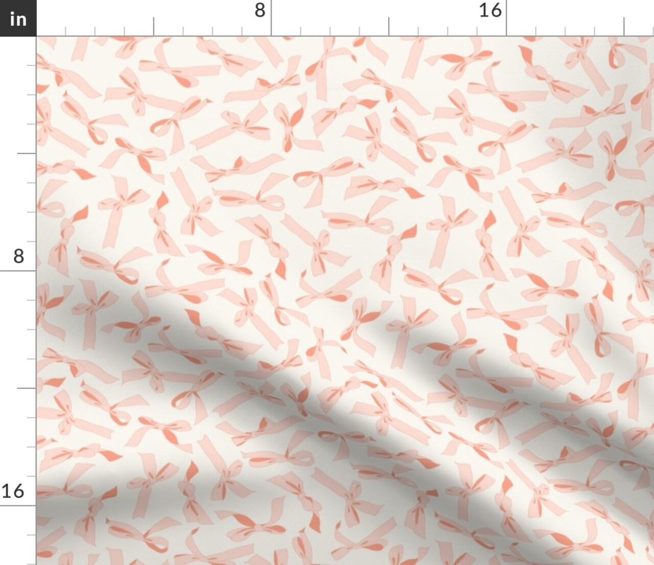 Bows Pink on Cream Custom Printed Fabric by Spoonflower Various Fabrics by the Yard or Fat Quarter 17091403